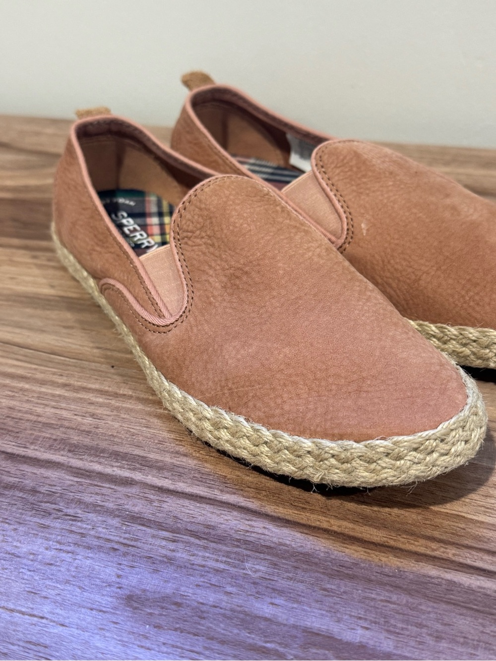 Sperry Sailor Boat Jute Slip-On Shoes Blush Leather Size 7